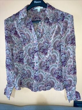 Banana Republic Pink and Purple Paisley Blouse